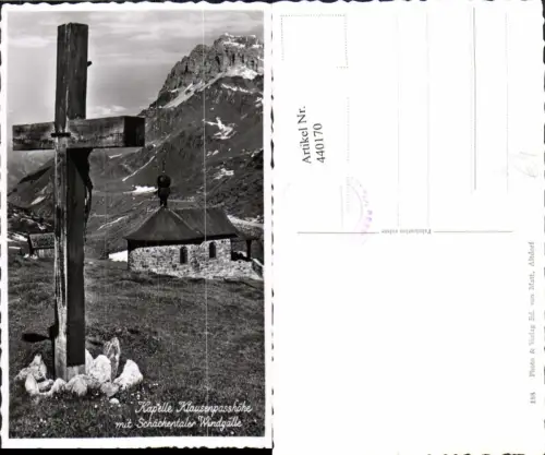 440170,Klausenpasshöhe Kapelle Kreuz m. Schächentaler Windgälle Kt Uri