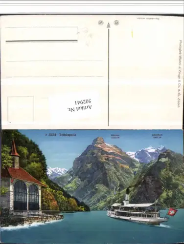 502941,Tellskapelle Kapelle b. Seelisberg Dampfer Bergkulisse Kt Uri