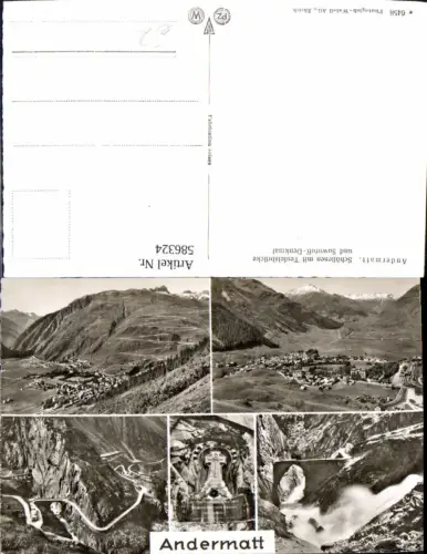586324,Mehrbild Ak Andermatt Schöllenen m. Teufelsbrücke u. Suworoff-Denkmal Switzerland