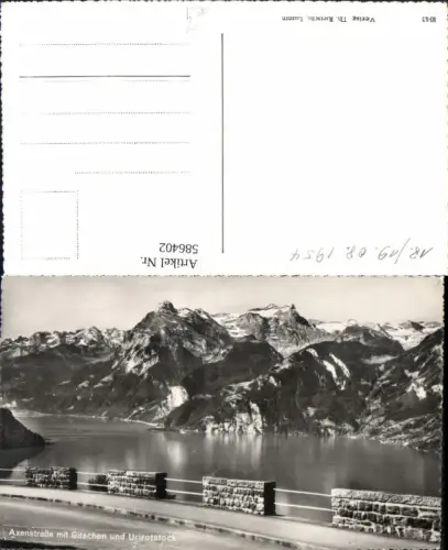 586402,Foto Ak Axenstraße m. Gitschen u. Urirotstock Flüelen Switzerland
