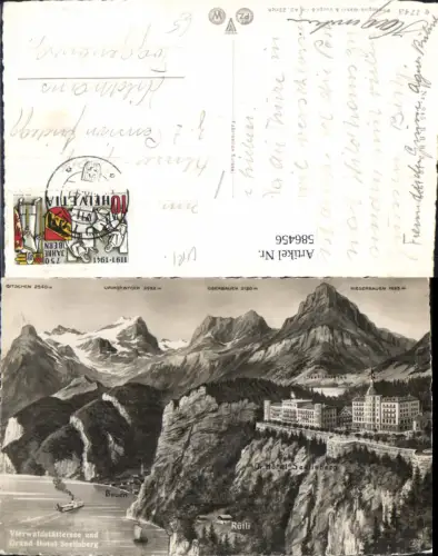 586456,Vierwaldstättersee u. Grand Hotel Seelisberg Schiff Dampfer Switzerland