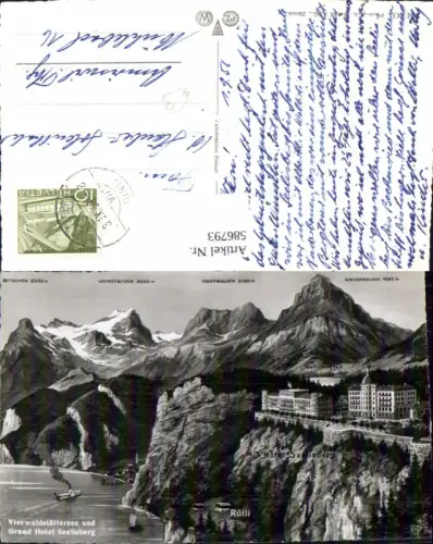 586793,Foto Ak Vierwaldstättersee u. Grand Hotel Seelisberg Schiff Dampfer Switzerland