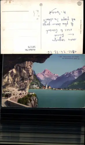 587179,Axenstrasse m. Flüelen u. Bristenstock Kutsche Switzerland