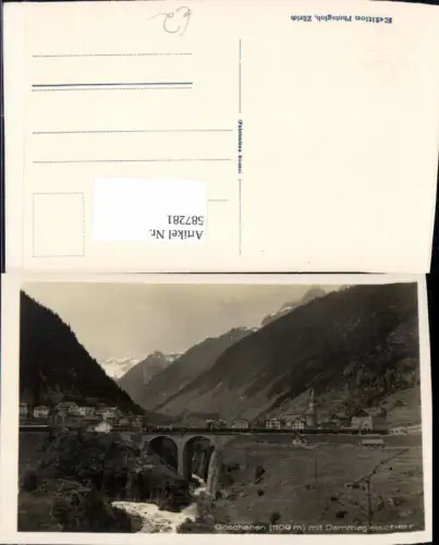 587281,Göschenen m. Dammagletscher Brücke Kirche Switzerland
