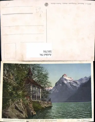 591791,Sisikon Vierwaldstättersee Tellskapelle u. Urirotstock Switzerland pub J. Gaberell 8372