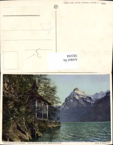 592104,Seelisberg Vierwaldstättersee Tellskapelle u. Urirotstock Switzerland pub J. Gaberell 8372