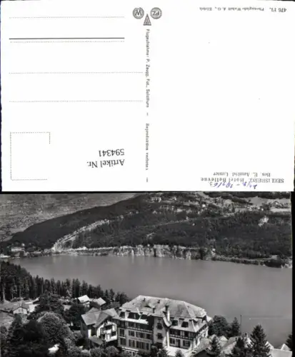 594341,Foto Ak Seelisberg Hotel Bellevue Blick geg. Axenstraße u. Morschach Vierwaldstättersee