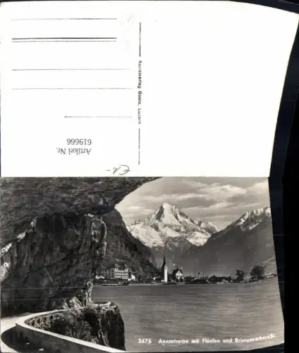 619666,Foto Ak Axenstrasse m. Flüelen u. Bristenstock