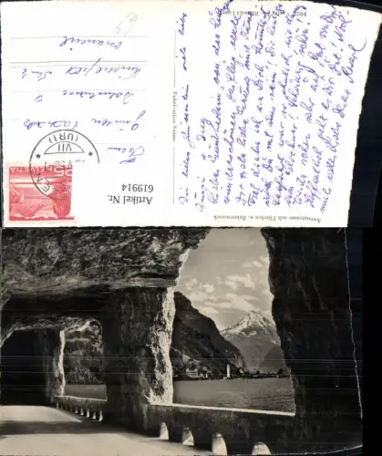 619914,Foto Ak Axenstrasse m. Flüelen u. Bristenstock