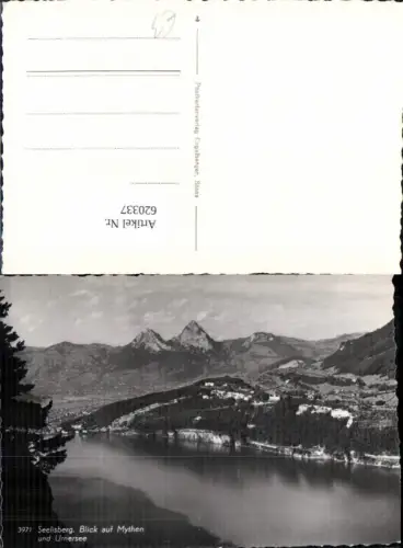 620337,Foto Ak Seelisberg Blick auf Mythen u. Urnersee