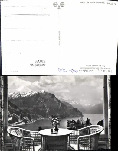 620339,Foto Ak Seelisberg Hotel Bellevue Aussicht v. d. Restaurationshalle