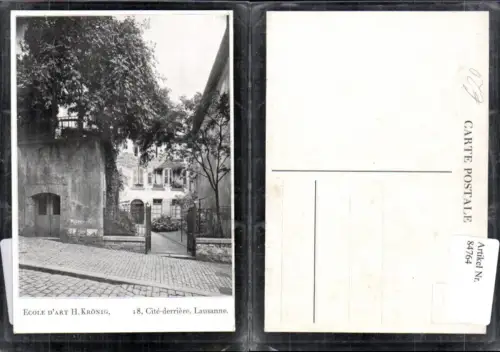 84764, Ecole Dàrt H. Krönig Lausanne Cite derriere Seitenstraßenansicht Kt Waadt