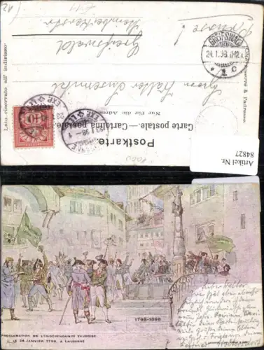 84827, Lausanne Proclamation de l'Independance Voudoise Litho Kt Waadt