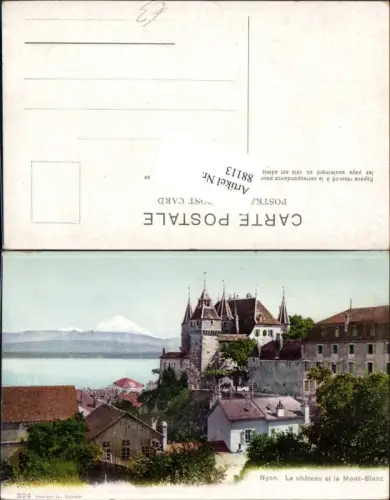 88113,Nyon Le Chateau et Mont Blanc Detailansicht Kt Waadt