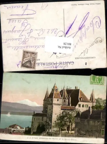 88128,Nyon Le Chateau et le Mont Blanc Detailansicht Kt Waadt