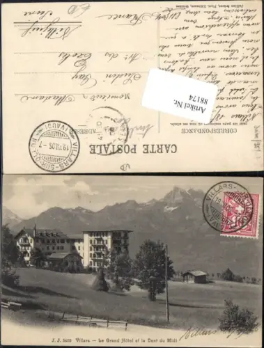88174,Villars Le Grand Hotel et la Dent du Midi Kt Waadt
