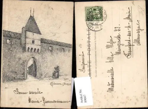 89047,Chateau Aigle Stadtmauer Künstlerkarte  Kt Waadt