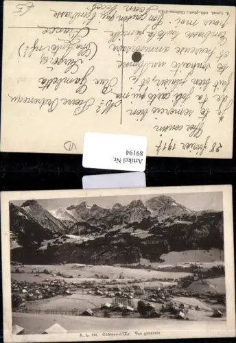 89194,Chateau d Cex vue generale Ortsansicht Kt Waadt 1917