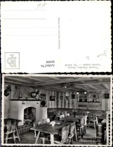 89498,Bretaye Villars Restaurant du Lac Innenansicht Stube Pension Chambre Dortoir Kt Waadt
