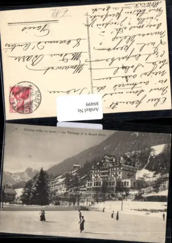 89499,Chateau d'Oex en hiver Winterlandschaft 1907 Kt Waadt Eisläufer