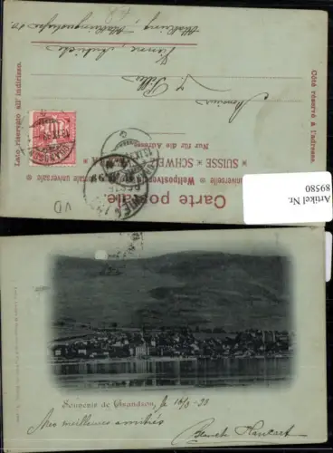 89580,Souvenir de Grandson 1899 Litho Blaudruck Kt Waadt