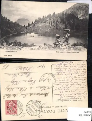 89599,Lac Lioson See mit Wanderer Kt Waadt
