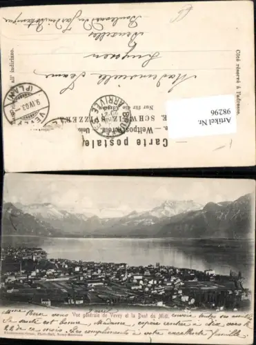 98296,Vue generale de Vevey et la Dent du Midi Kt Waadt