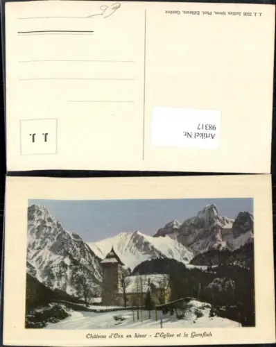 98317,Chateau d Oex en hiver L Eglise et la Gumfluh Kt Waadt