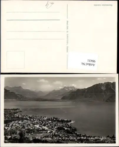 98431,Vevey Le Lac et les Dents du Midi vu du Mont Pelerin Kt Waadt