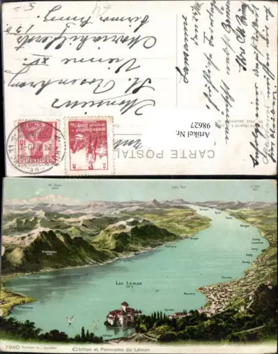 98627,Vogelschau Lac Leman Chillon Montreux Evian Morges Vevey Kt Waadt