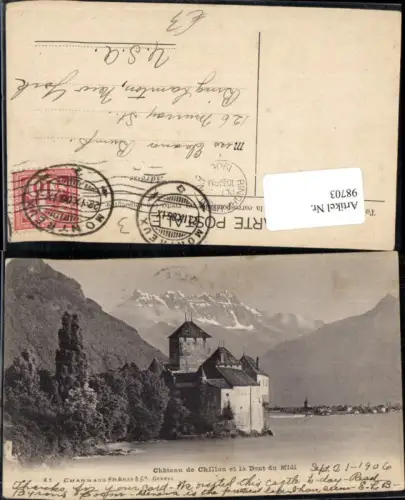 98703,Chateau de Chillon et la Dent du Midi Kt Waadt