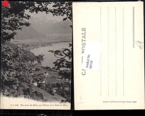 98759,Vue prise de Glion sur Chillon et la Dent du Midi Kt Waadt