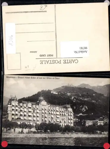 98781,Montreux Grand Hotel Eden et vue sur Glion et Caux Kt Waadt
