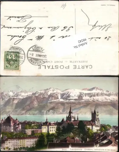 99242,Lausanne Chateau m. Alpen 1907 Kt Waadt