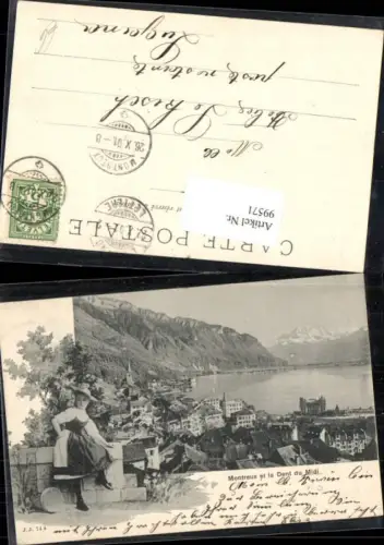99571,Montreux et la Dent du Midi Frau in Tracht Kt Waadt