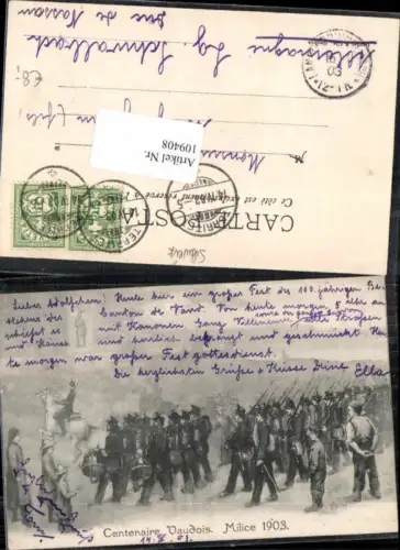 109408,Centenaire Vaudois Milice Soldaten Kt. Waadt Territet