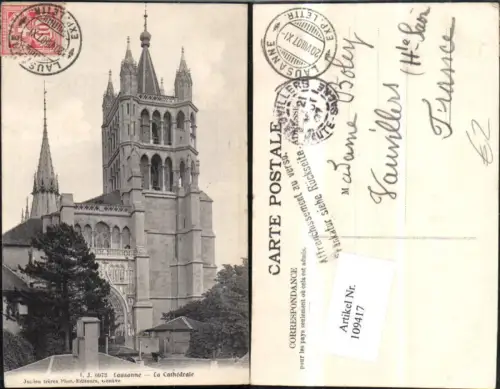109417,Lausanne la Cathedrale Detailansicht Kt Waadt