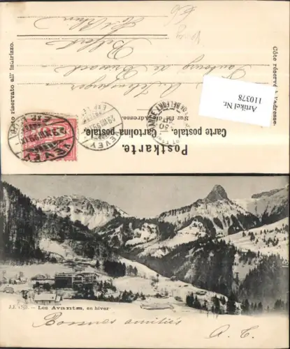 110378,Les Avants en hiver Vevey 1899 Winteransicht Kanton Waadt