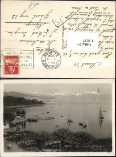 110537,Ouchy Quais et les Alpes Segelboote 1928 Kanton Waadt
