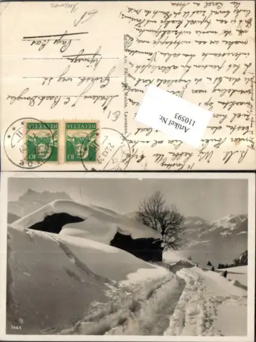 110593,Winterlandschaft Huemoz Vaud 1939 Kanton Waadt