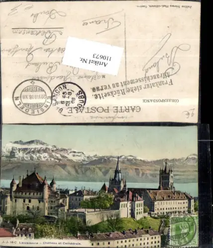 110673,Lausanne Chateau et Cathedrale 1908 Kanton Waadt