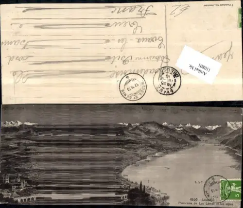 110801,Lausanne Lac Leman Lagekarte 1910 Kanton Waadt