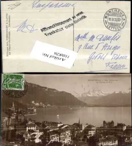110826,Montreux Vue Generale et Dents du Midi 1913 Kanton Waadt