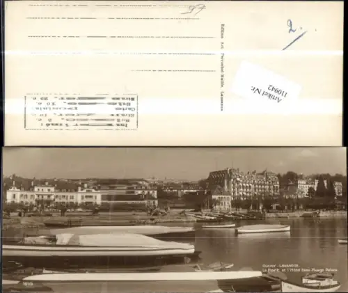 110942,Ouchy Lausanne Le Port et l�Hotel Beau Rivage Palace Hafen Boote Kanton Waadt