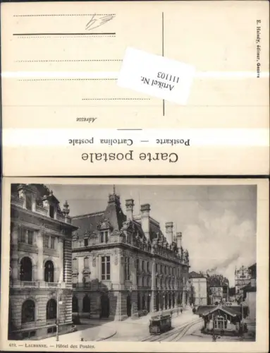 111103,Lausanne Hotel des Postes Strassenansicht Kanton Waadt