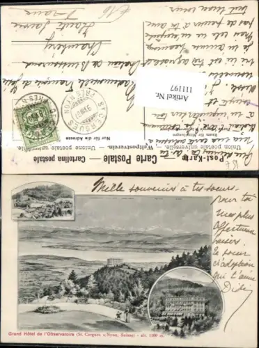 111197,Grand Hotel de l�Observatoire St Cergues Nyon 1907 Kanton Waadt