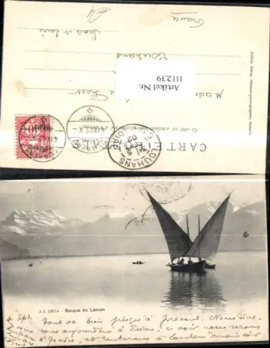 111239,Barque du Leman Segelboot 1902 Kanton Waadt