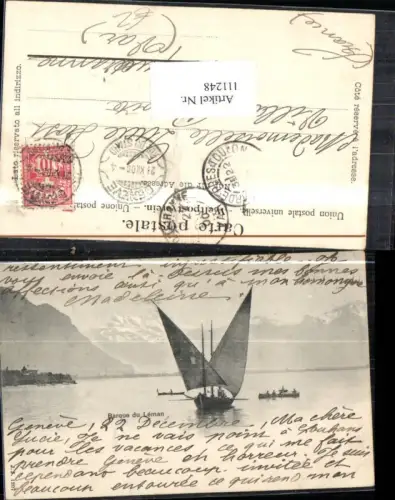 111248,Barque du Leman Segelboot 1900 Kanton Waadt