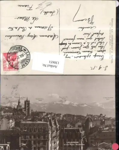130651,Laussanne et les Alpes Vaudoises Ansicht 1912 Kt. Waadt
