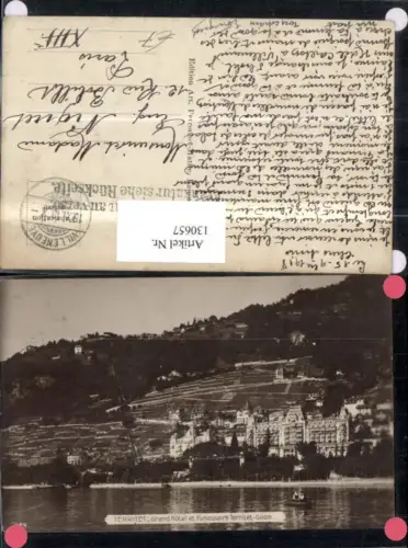 130657,Territet Grand Hotel et Funiculaire Territet-Glion Ansicht 1918 Kt. Waadt
